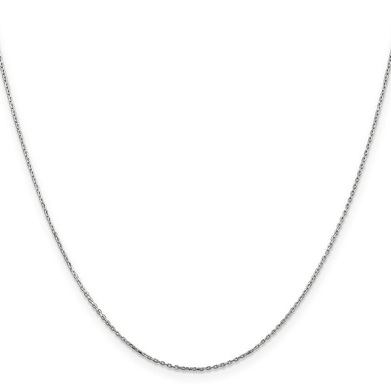 14K White Gold 14 inch .8mm Diamond-cut Cable with Lobster Clasp Chain