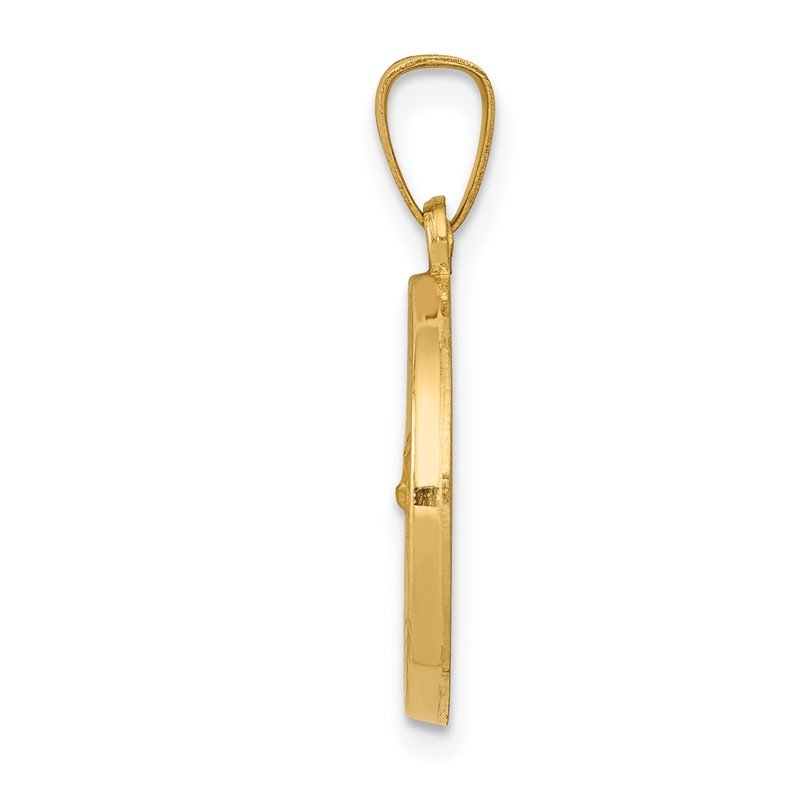 14k Polished and Satin Hollow Saint Gerard Medal Round Charm