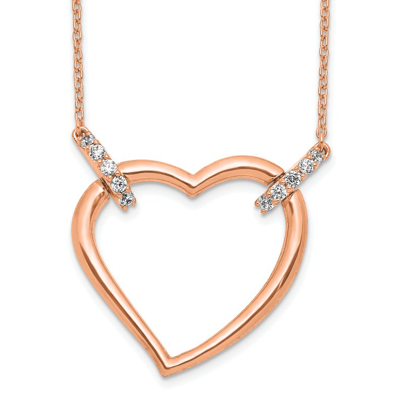 14k Rose Gold 1/20 carat Diamond Heart 18 inch Necklace