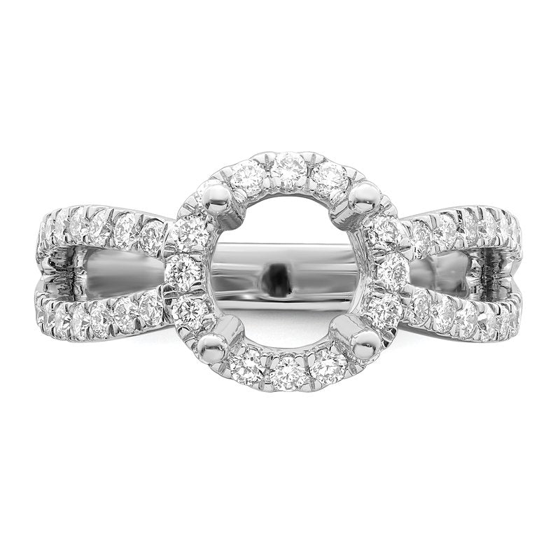 14K White Gold 3/4 carat Lab Grown Diamond VS/SI  D E F  Semi Mount Round Halo Engagement Ring