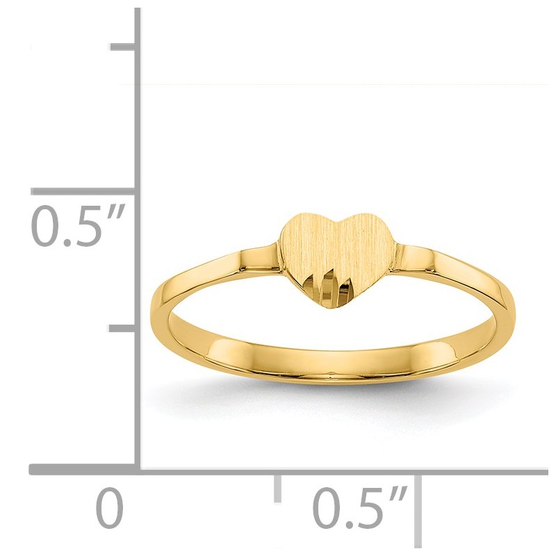14k Diamond Cut Heart Signet Ring
