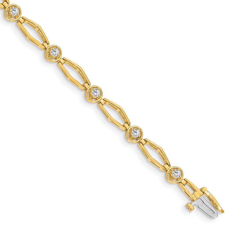 14k Complete 3/4 carat Round AA Diamond Fancy Link 7 inch Bracelet