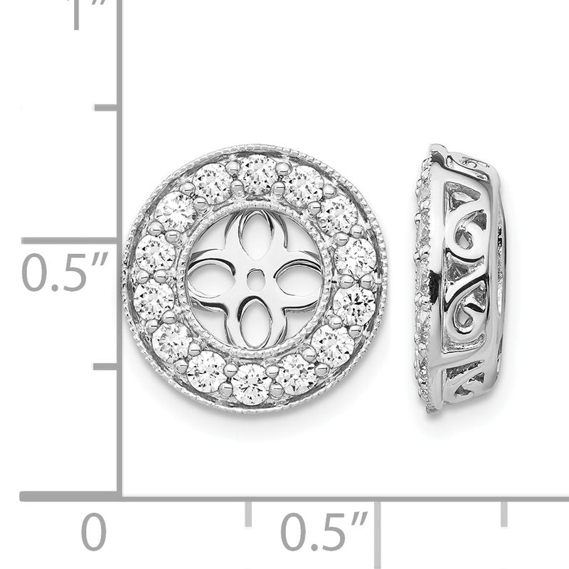 14K White Gold 1 carat Lab Grown Diamond VS+ F+ for 6-6.5mm Studs Complete Earring Jackets