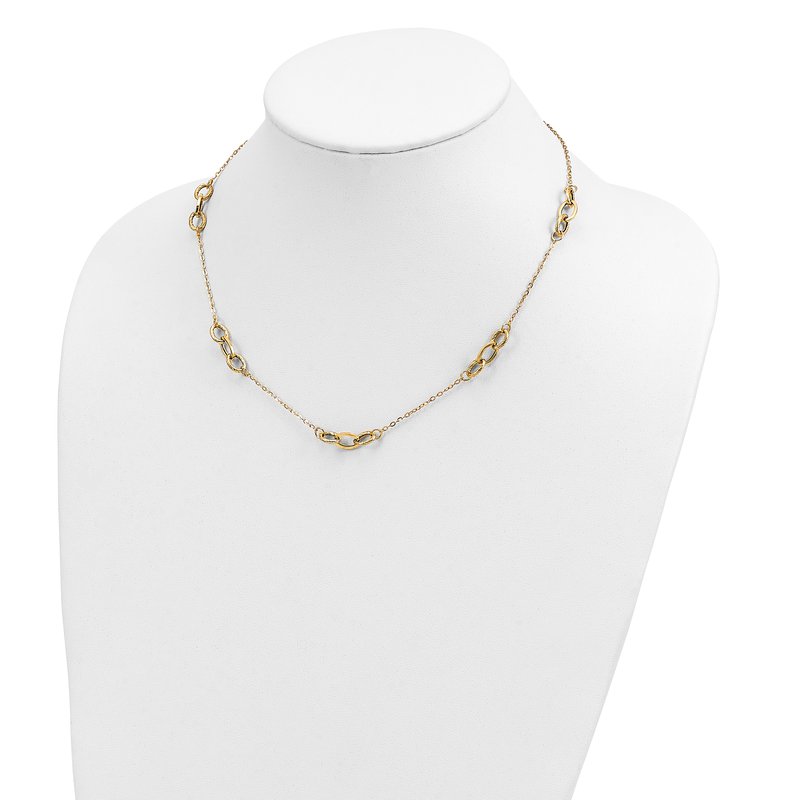14k Polished Fancy Linked Ovals 5-Station 18 inch Necklace