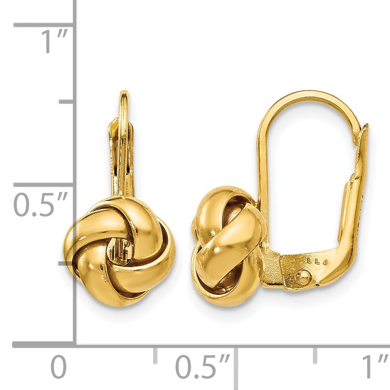 14K Polished Love Knot Leverback Earrings