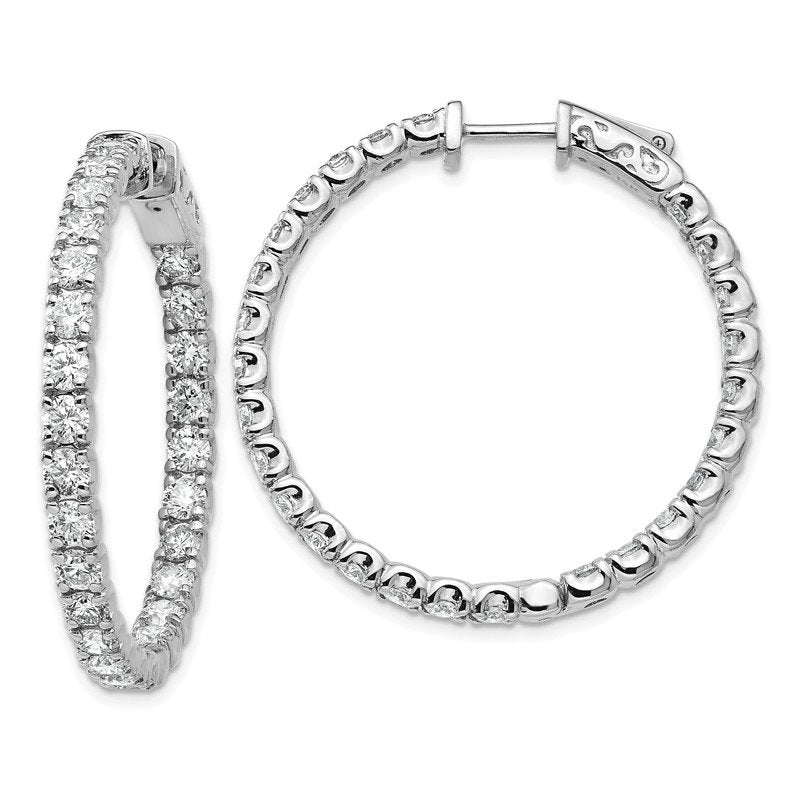 14K White Gold 4 7/8 carat Lab Grown Diamond VS+ F+ Complet In and Out Hoop Earrings