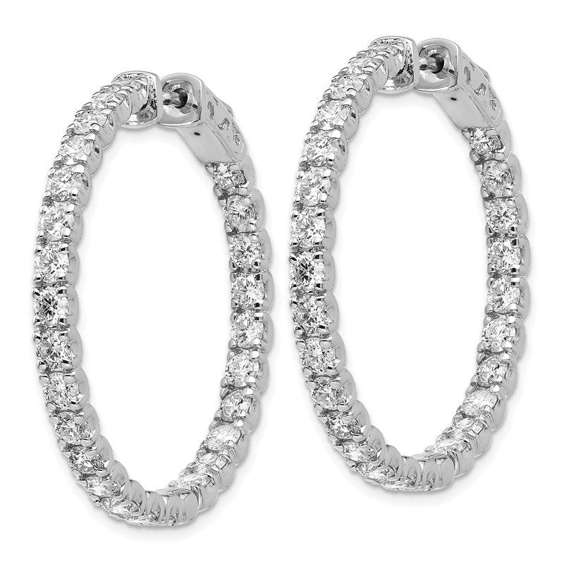 14K White Gold 4 7/8 carat Lab Grown Diamond VS+ F+ Complet In and Out Hoop Earrings