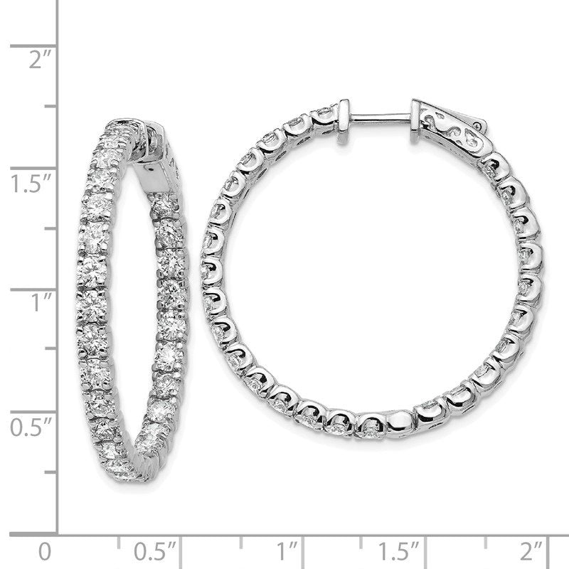 14K White Gold 4 7/8 carat Lab Grown Diamond VS+ F+ Complet In and Out Hoop Earrings