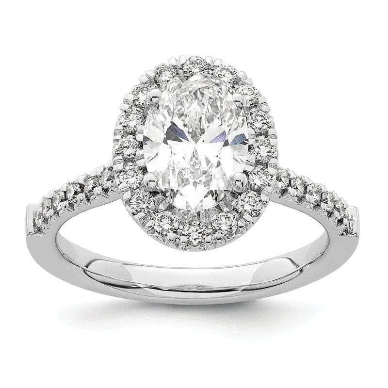 14K White Gold 1/3 carat Lab Grown Diamond VS+ F+ Semi-Mount Oval Halo Engagement Ring