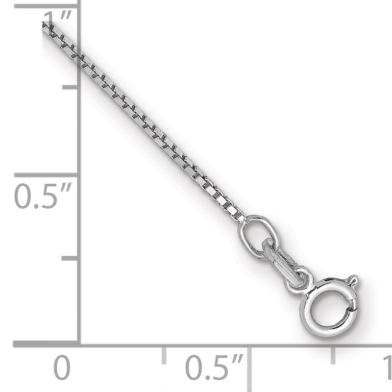 14K White Gold 14 inch .9mm Box with Spring Ring Clasp Chain