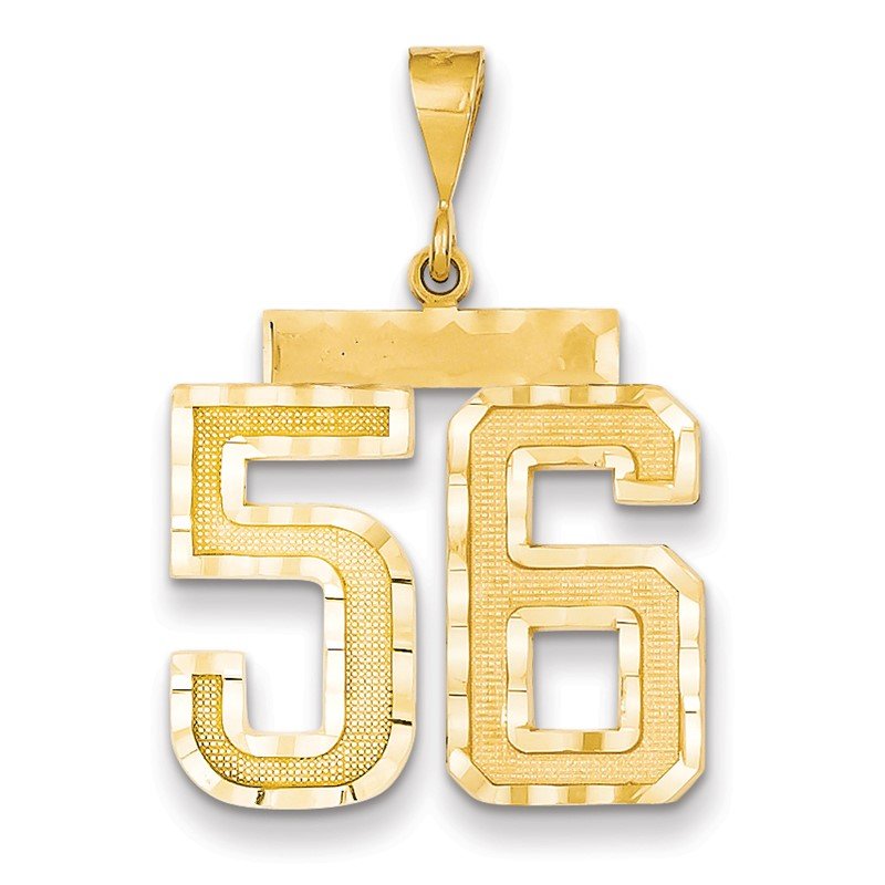 14k Large Brushed Diamond-cut Number 56 Charm