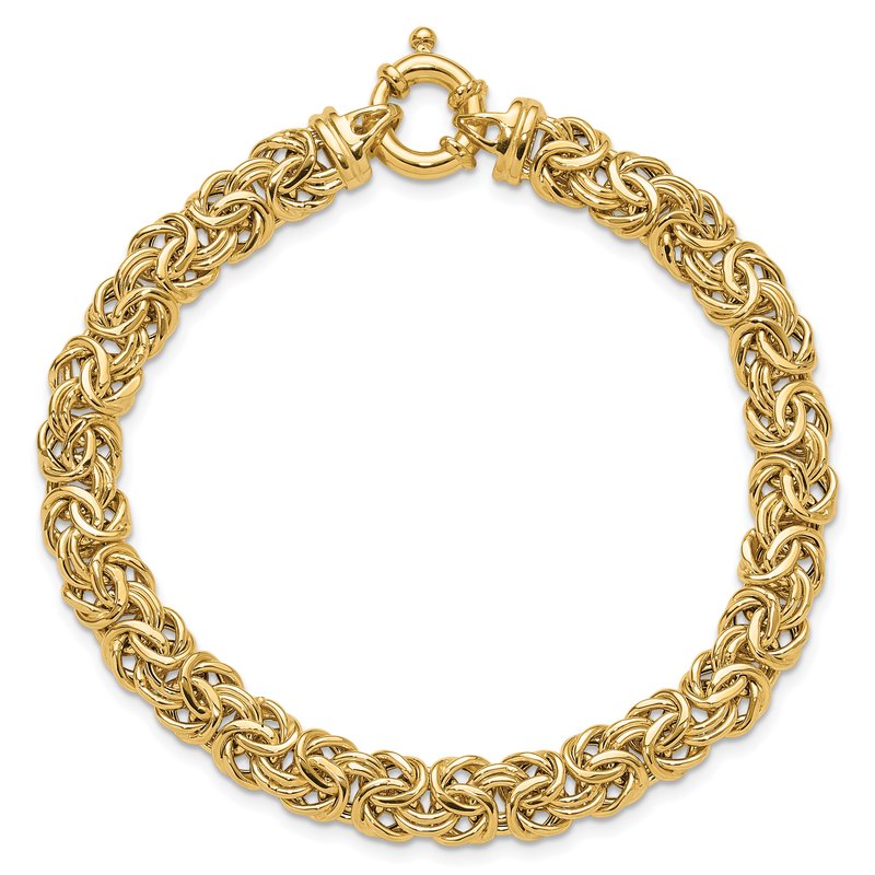 14k Fancy Graduated 7-12mm Flat Byzantine 17.5 inch Necklace