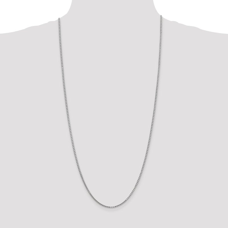 14K White Gold 26 inch 1.9mm Box with Lobster Clasp Chain
