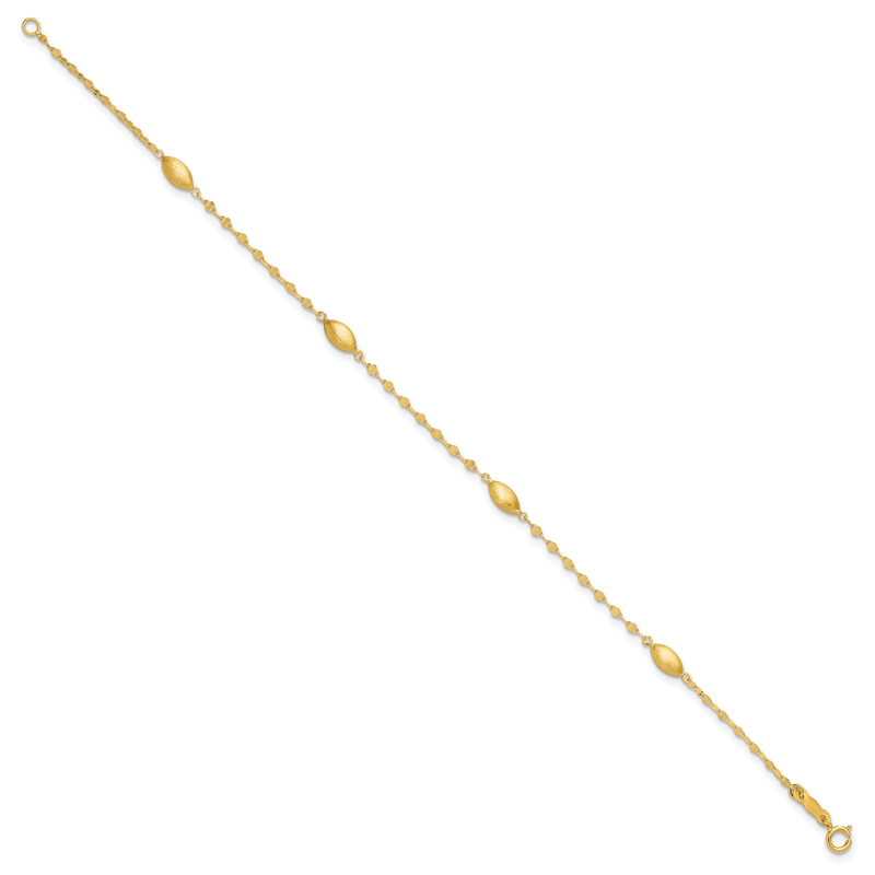 14k Diamond-cut Chain with Satin Oval Beads 18 inch Necklace