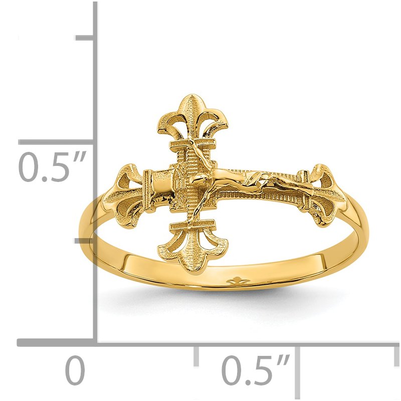 14K Diamond Cut Crucifix Ring