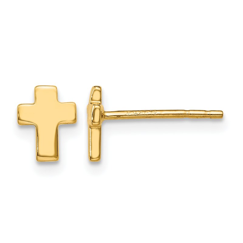 14K Polished Cross Post Earrings
