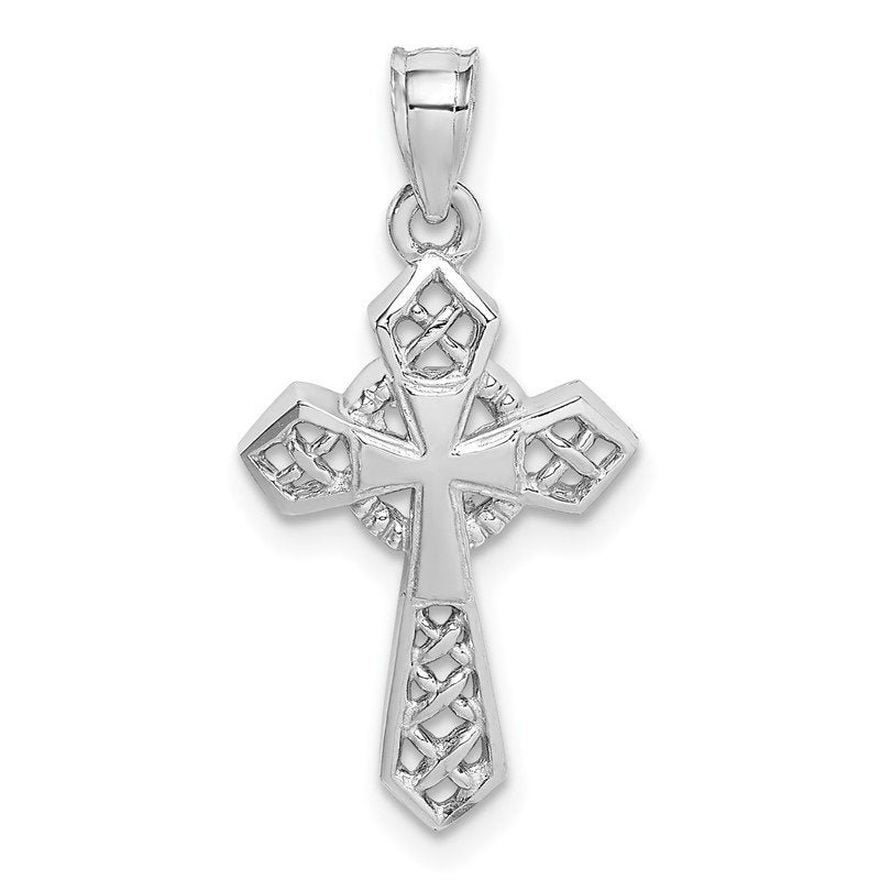 14K White Polished Celtic Cross Pendant