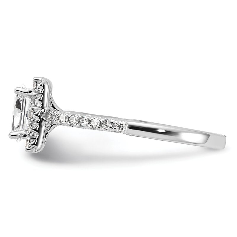 14K White Gold 1/3 carat Lab Grown Diamond VS+ F+ Semi-Mount Princess Halo Engagement Ring