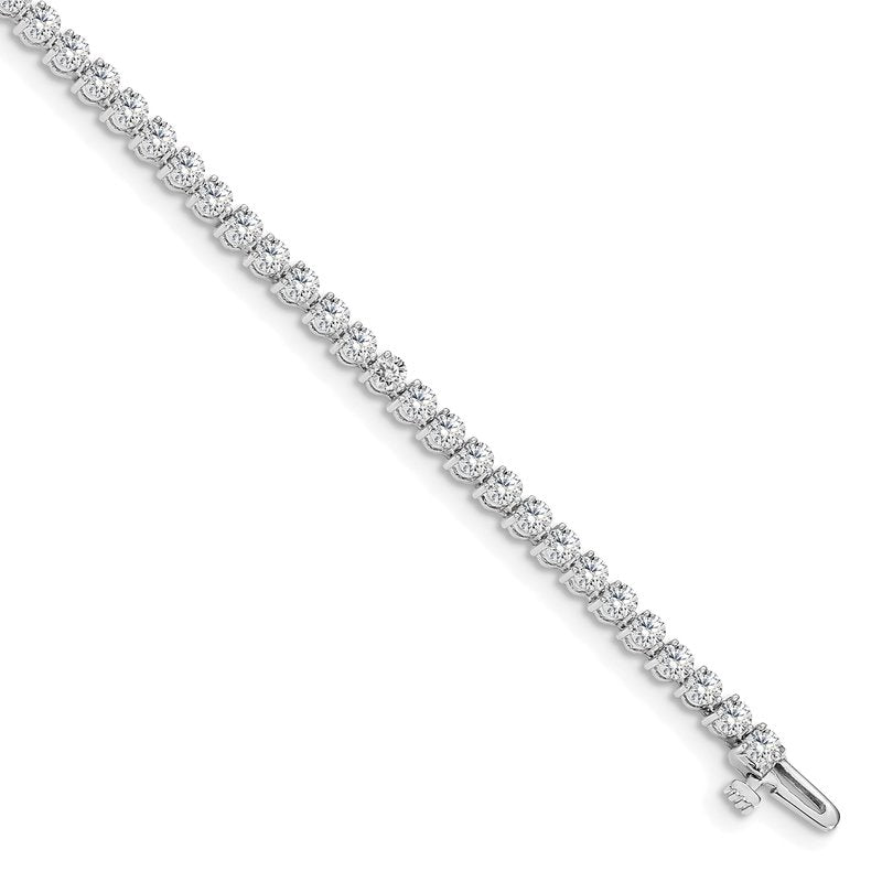 14k White Gold Complete 2.4 carat Round AAA Diamond 3-prong 7 inch Tennis Bracelet