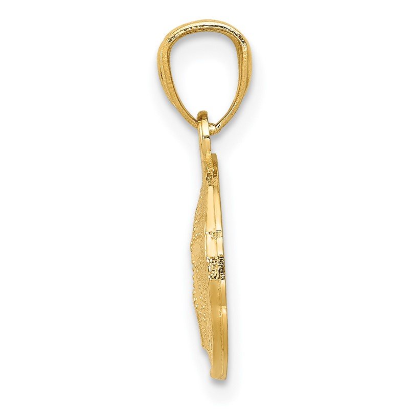 14K Gold Polished and Textured Sand Dollar Pendant