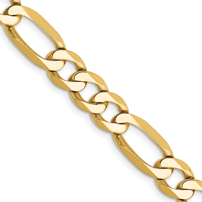 14K 26 inch 7mm Flat Figaro with Lobster Clasp Chain