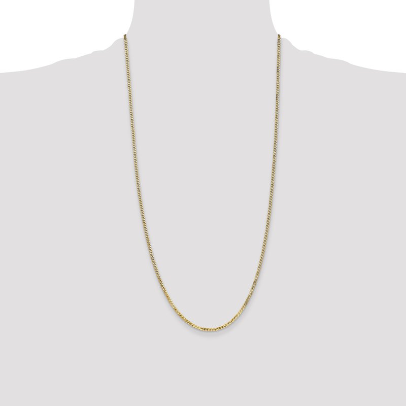 14K 10 inch 2.2mm Flat Beveled Curb with Lobster Clasp Anket