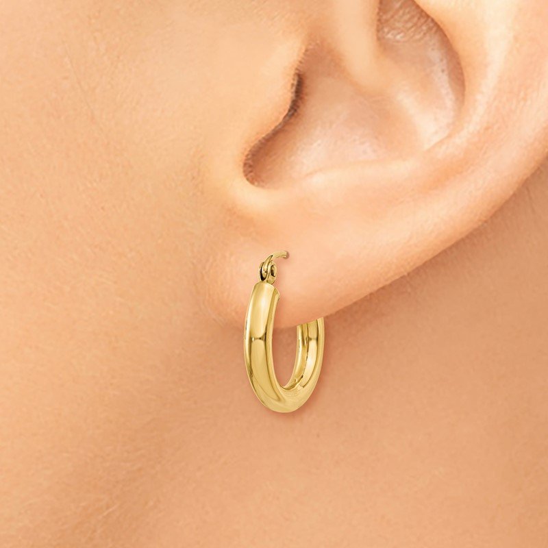 14K 3x16mm Polished Tube Hoop Earrings