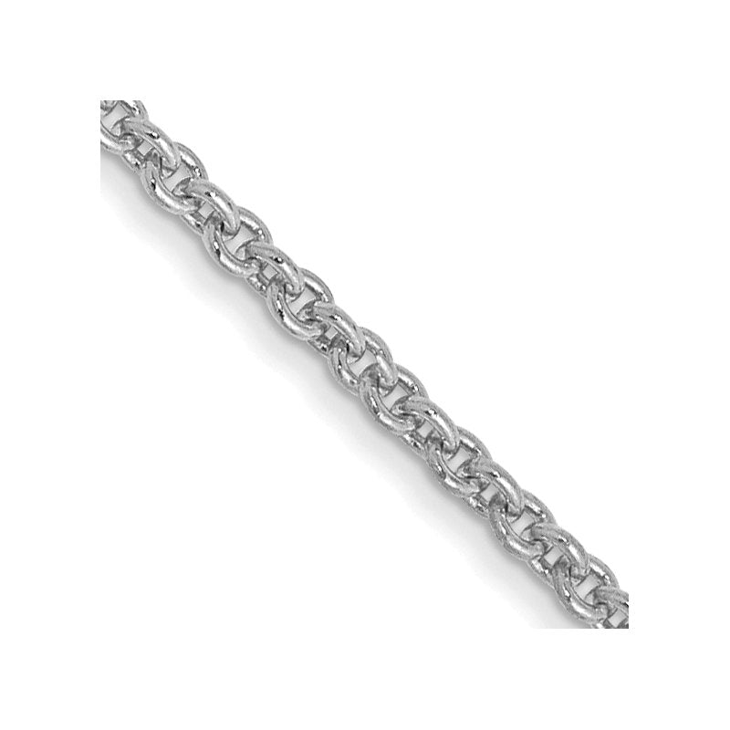 14K White Gold 10 inch 1.4mm Round Open Link Cable with Lobster Clasp Anklet