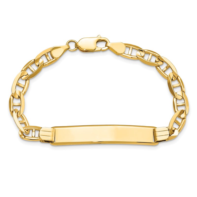 14k Polished Solid Chain/Solid Plate Anchor Link 38x7.8mm Plate 7 inch ID Bracelet