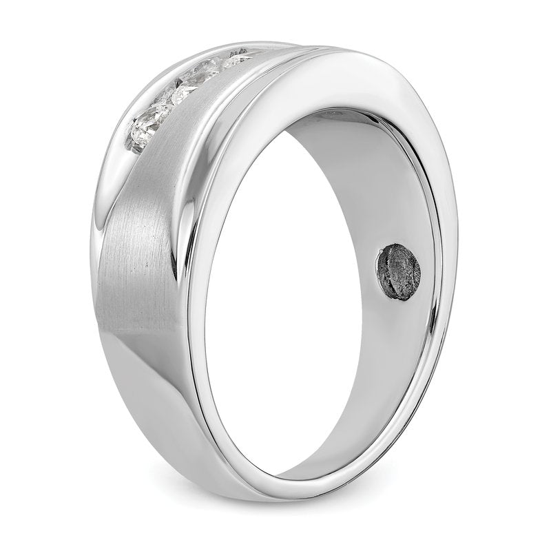 14K White Gold Men's 1/2 carat Lab Grown Diamond VS/SI  D E F  Brushed and Polished Band