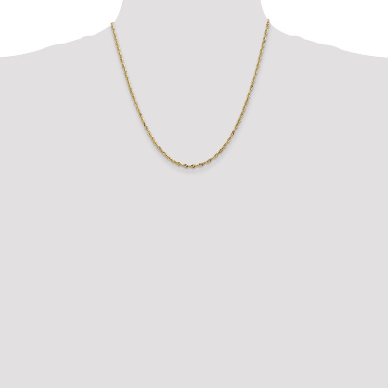 14K 10 inch 2.5mm Ultra Diamond-cut Rope with Lobster Clasp Anklet