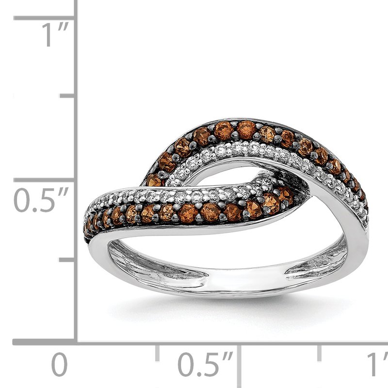14k White Gold White Champagne Diamond Black Rhodium Ring