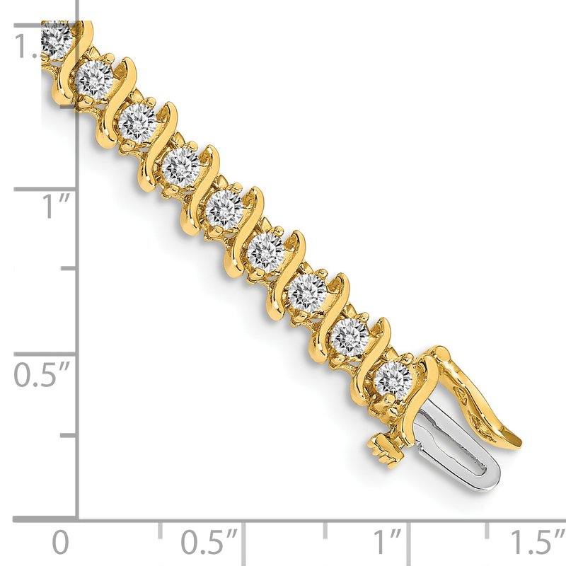 14k Complete 3.9 carat Round AAA Diamond 2-prong S-link 7 inch Tennis Bracelet
