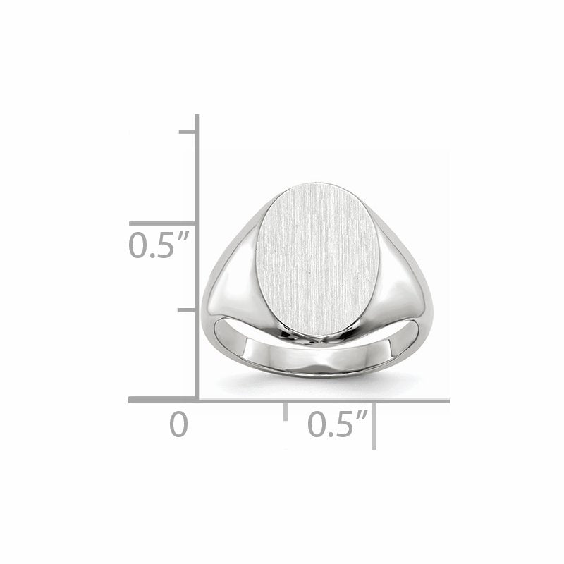 14k White Gold 8.0x11.5mm Closed Back Signet Ring