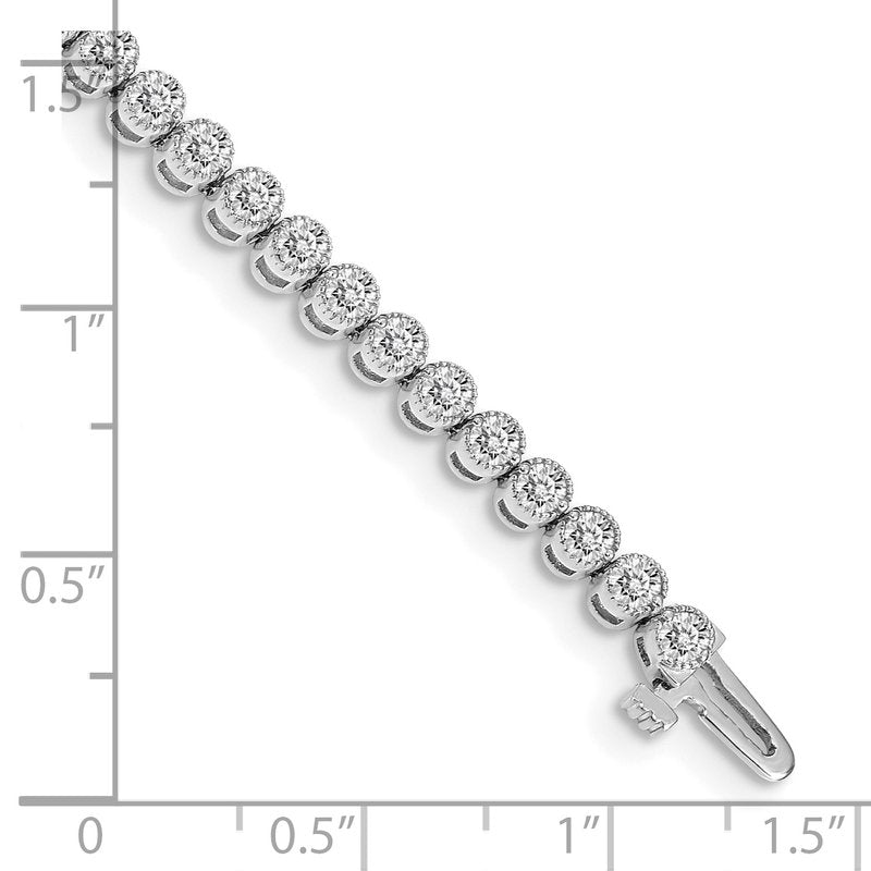 14k White Gold Complete 3.06 carat Round AA Diamond 2-prong 7 inch Tennis Bracelet