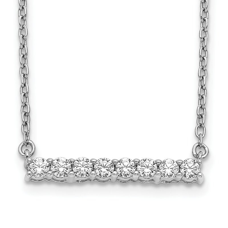 14k White Gold 1/10 carat Diamond Bar 18 inch Necklace