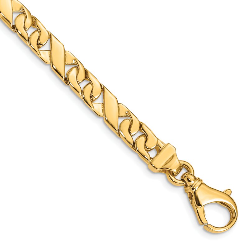 14K 18 inch 6.7mm Hand Polished Fancy Link with Fancy Lobster Clasp Chain