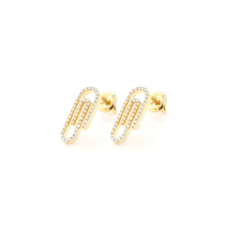 Mini Paper Clip Earrings 14K