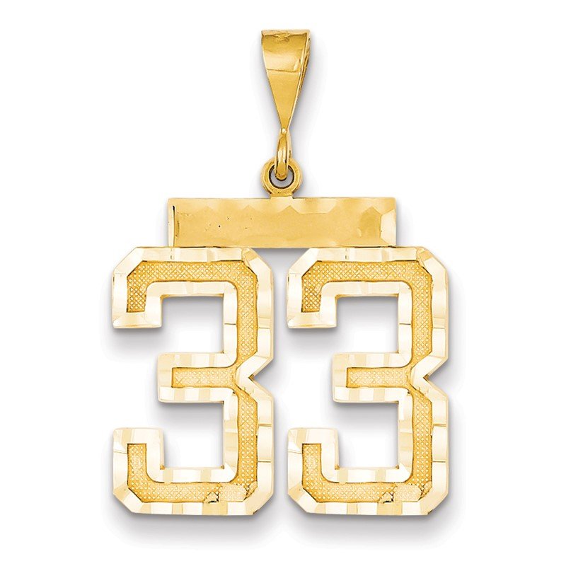 14k Large Brushed Diamond-cut Number 33 Charm