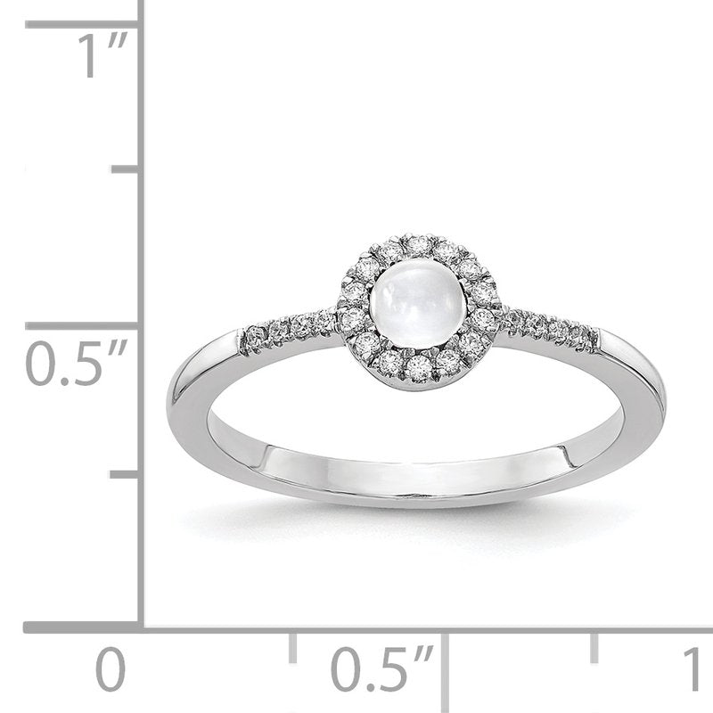 14k White Gold Diamond and Cabochon Amethyst Ring
