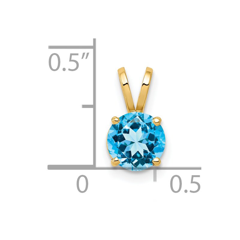 14k 6mm Round Blue Topaz Pendant