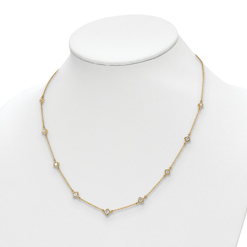 14k White Gold Complete 1/2 carat Diamond Quatrefoil Design 9-Station 18 inch Necklace