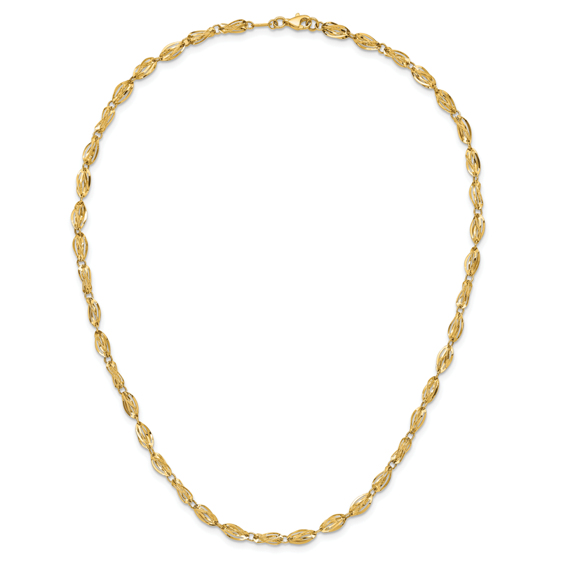 14K Fancy Twisted Oval Link 18 inch Necklace