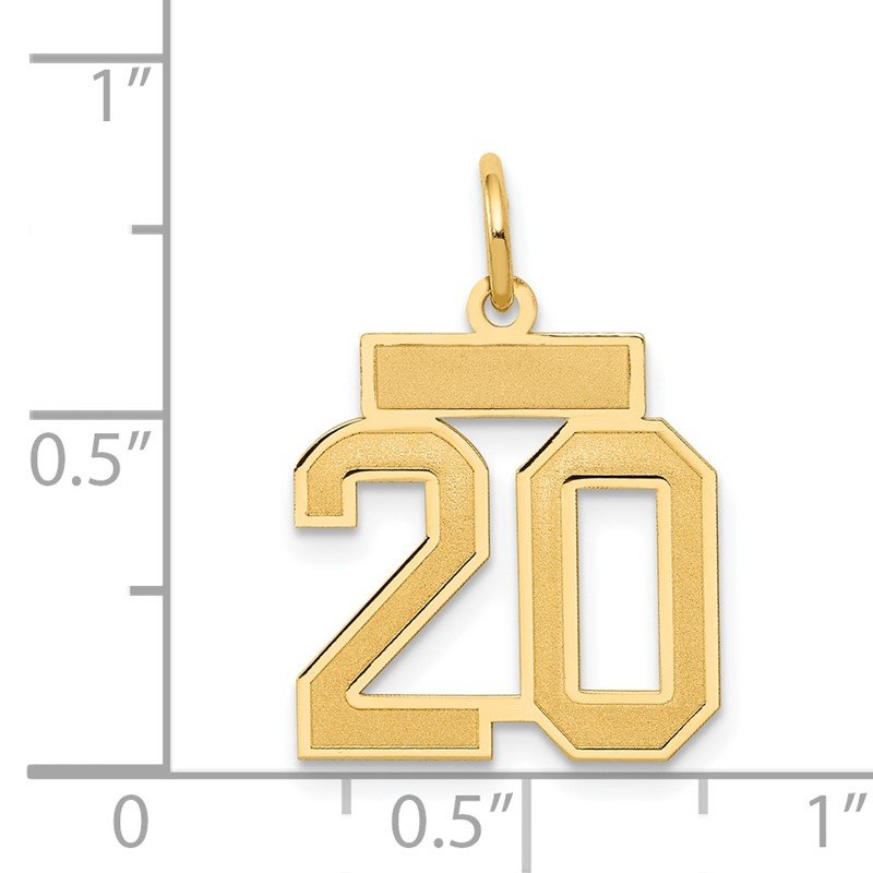 14k Small Satin Number 20 Charm