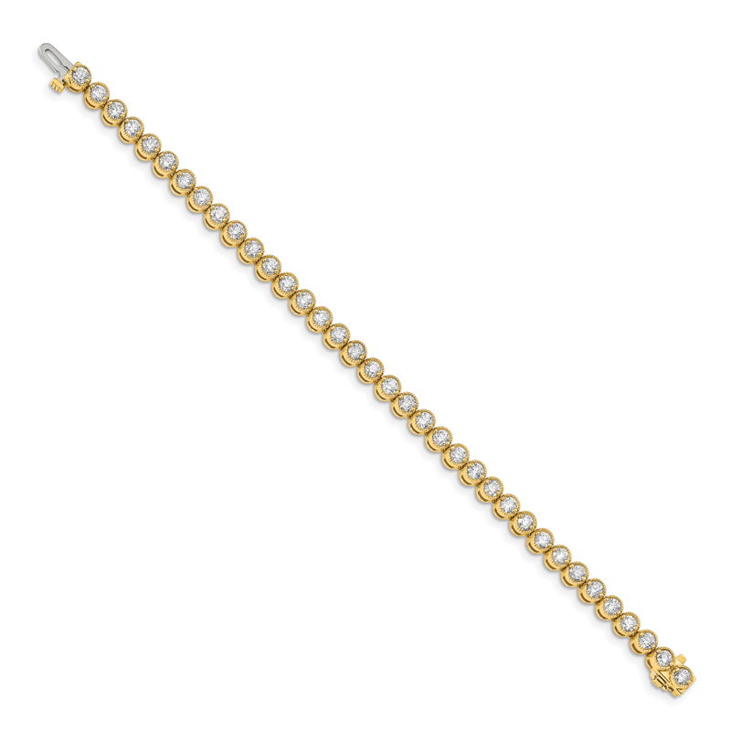 14k Complete 5 carat Round A Diamond 2-prong 7 inch Tennis Bracelet