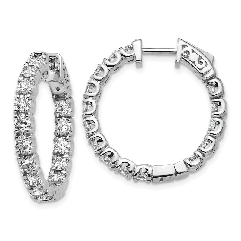 14K White Gold 2 3/4 carat Lab Grown Diamond VS+ F+ Complet In and Out Hoop Earrings