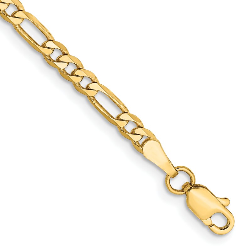 14K 26 inch 3mm Flat Figaro with Lobster Clasp Chain