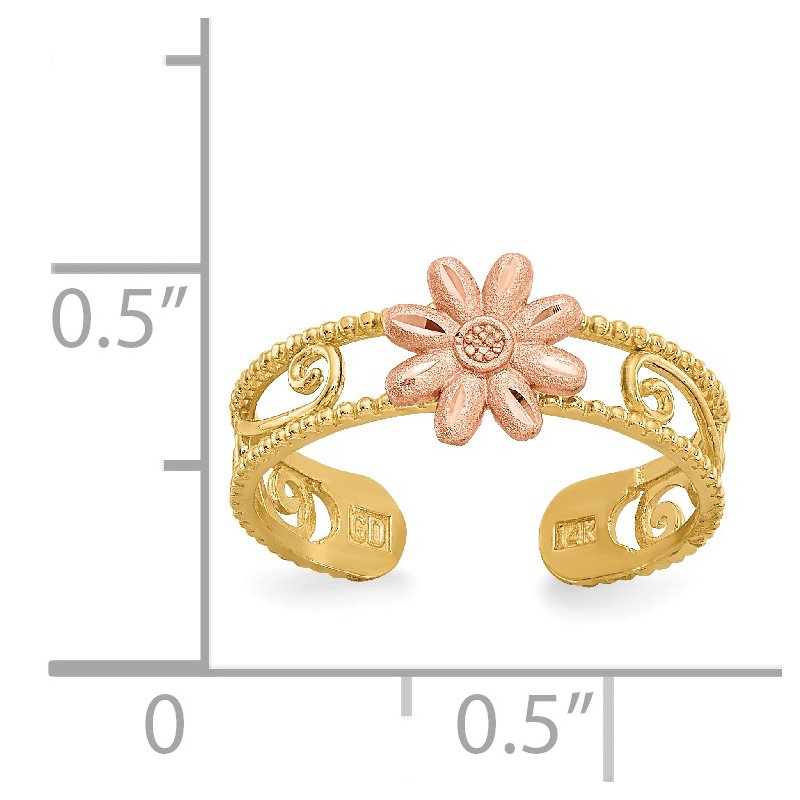 14k Two-tone Flower Toe Ring