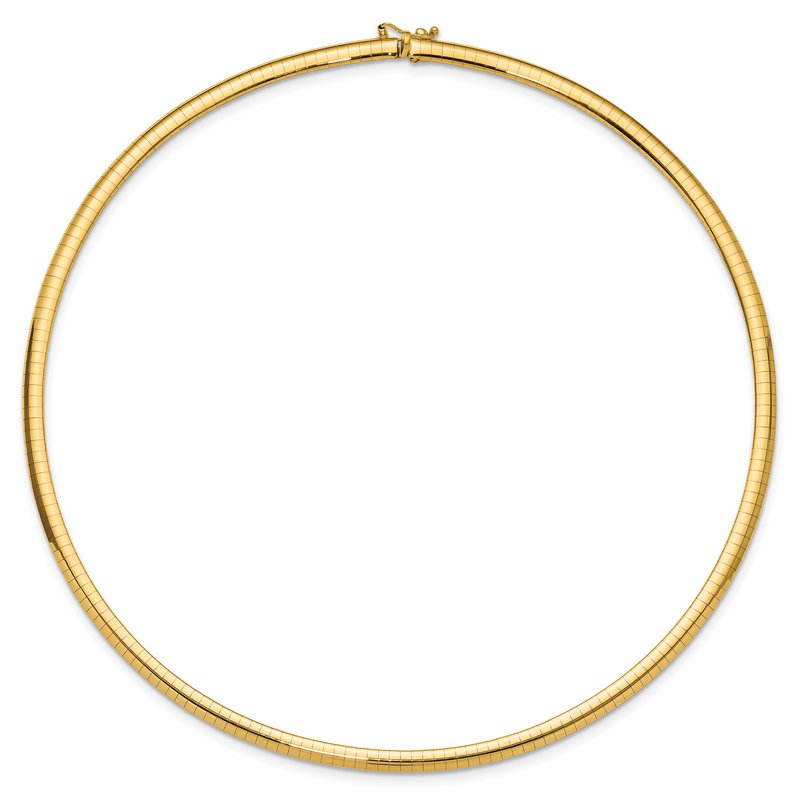 14k Polished 4mm Standard Weight 16 inch Domed Omega Necklace