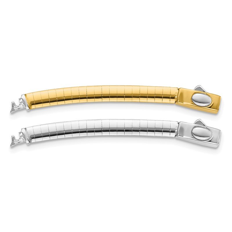 14k Two-tone 4mm White and Yellow Domed Omega 2 inch Extender for Reversible Necklace